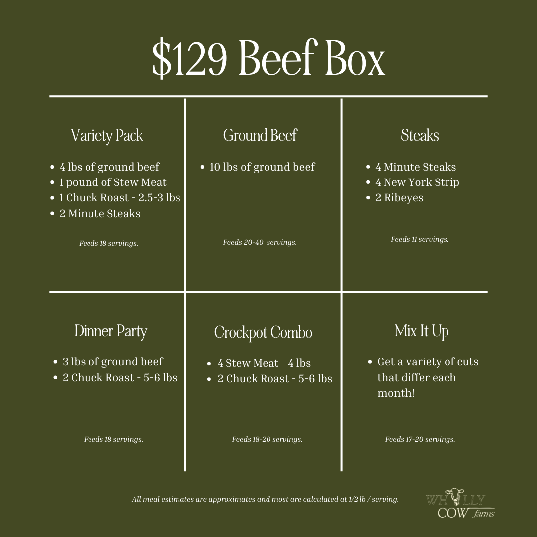 $129 Organic Grass-Fed, Grass-Finished Beef Box